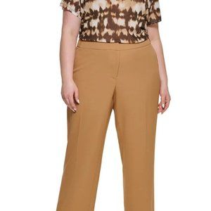 Calvin Klein Plus Size Slim Leg Pants for Women- Luggage, 18W